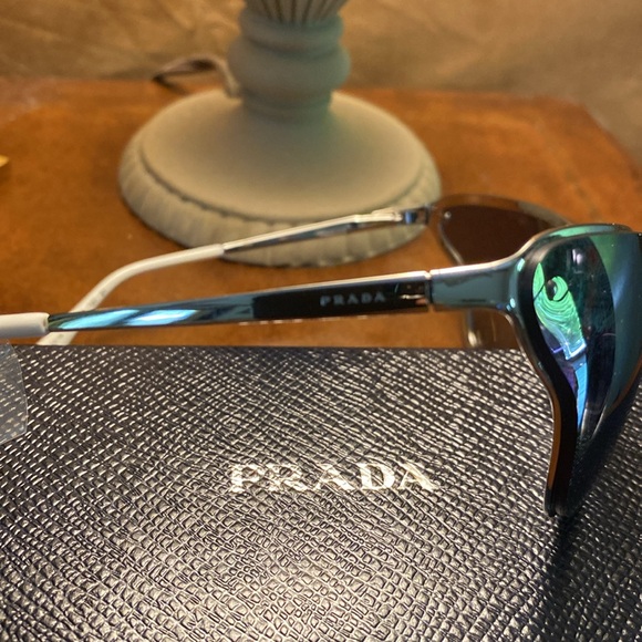 Prada Sunglasses - Silver/Blue to Light Grey Gradient Butterfly (New) - Picture 5 of 11